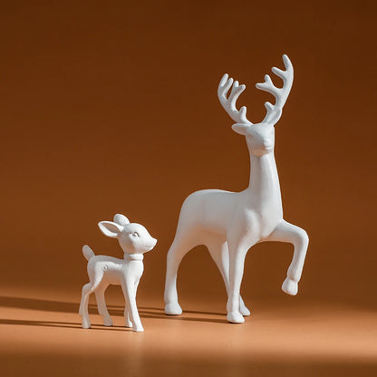 2 Pcs Mother Deer and Fawn Sculptures