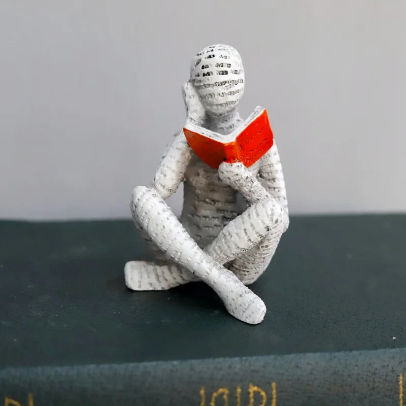 Reading Paper Pulp Woman Thinker Statue