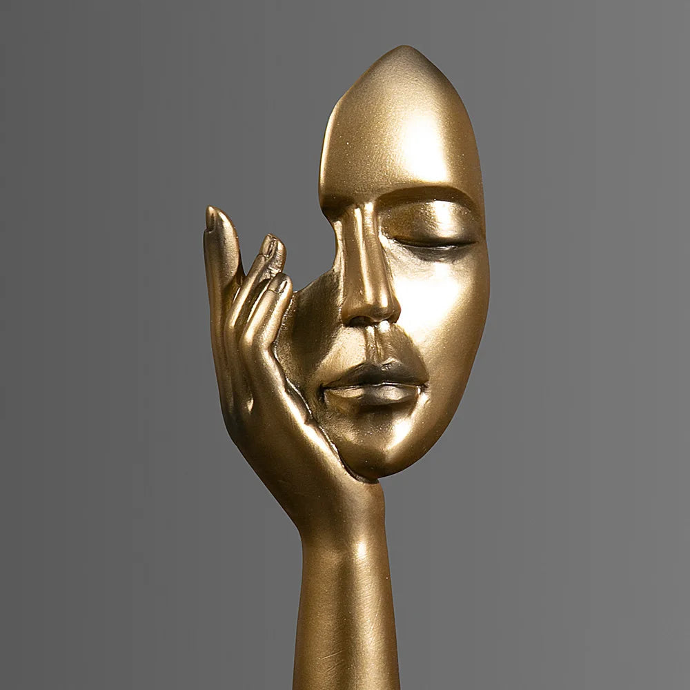 Resin Abstract Mask Statue - European Miniature Figurine for Home Decor