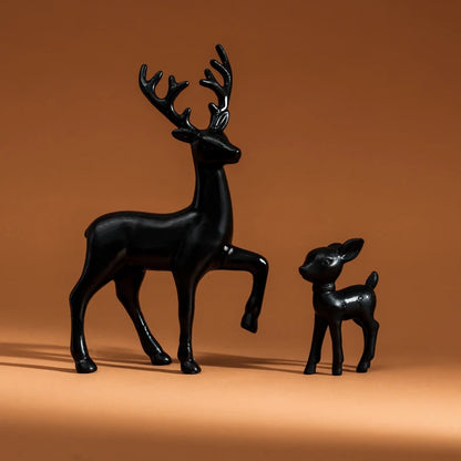 2 Pcs Mother Deer and Fawn Sculptures