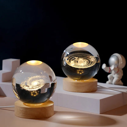 3D Crystal Ball Galaxy Glass Globe with Moon