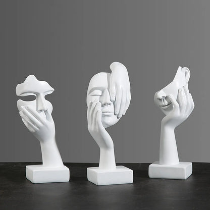 Resin Abstract Mask Statue - European Miniature Figurine for Home Decor