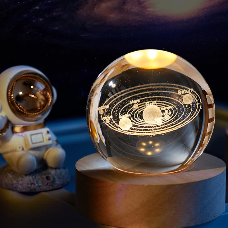 3D Crystal Ball Galaxy Glass Globe with Moon