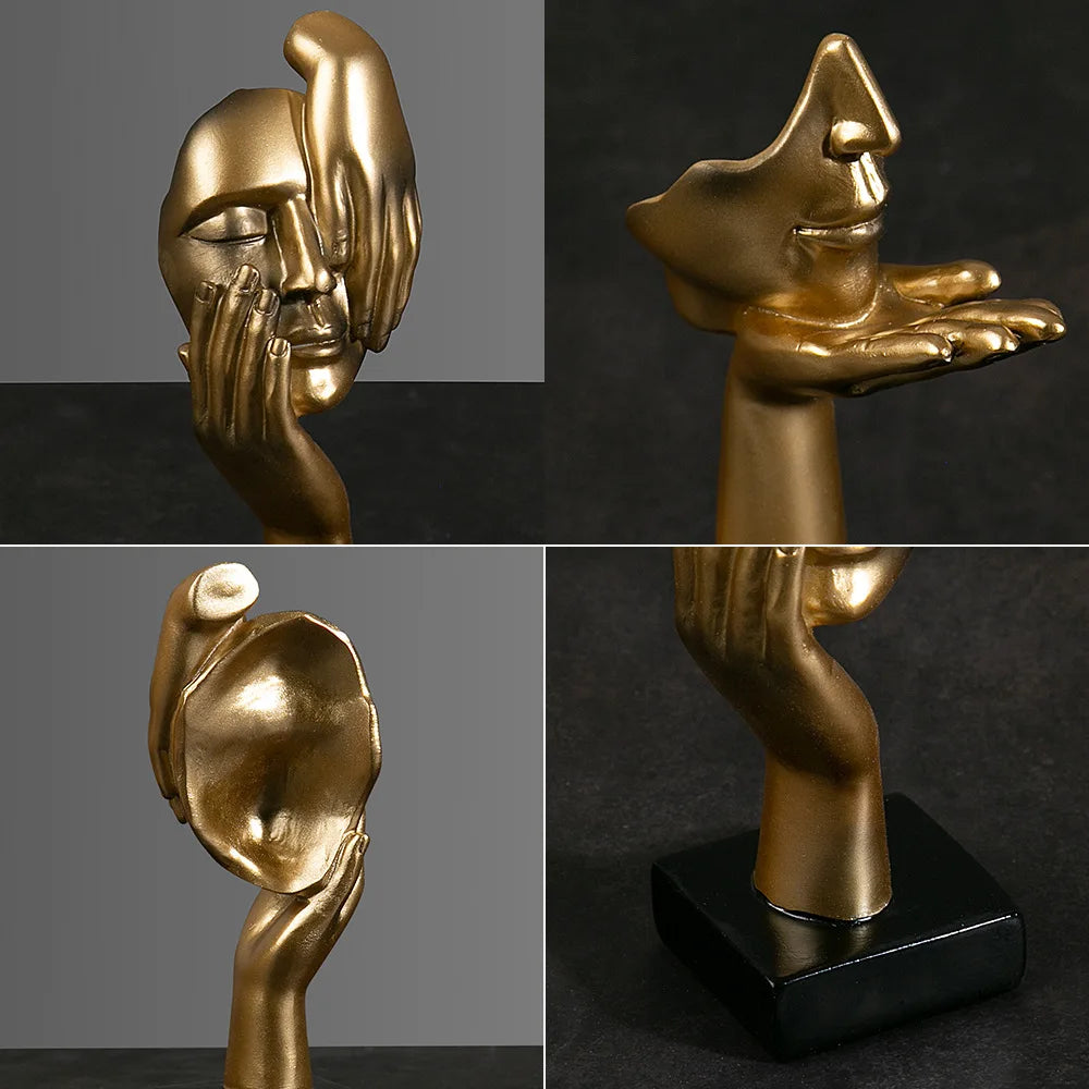 Resin Abstract Mask Statue - European Miniature Figurine for Home Decor