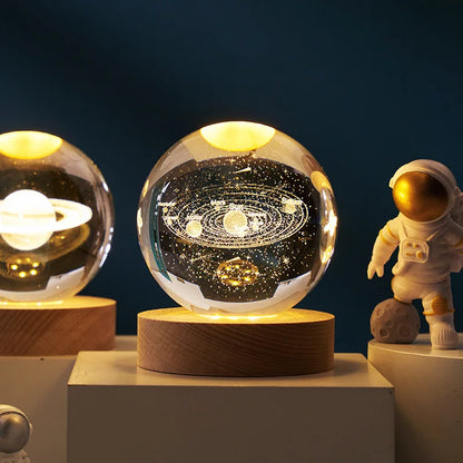 3D Crystal Ball Galaxy Glass Globe with Moon